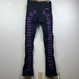 DNA Worldwide Denim Distressed Jeans - Black/Purple Size 30